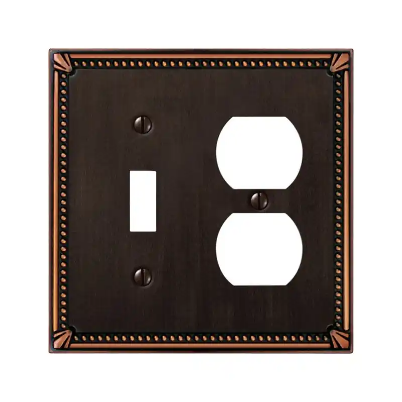 Amerelle Imperial Bead Aged Bronze 2 Gang Die-Cast Metal Toggle Wall Plate 1 Pk