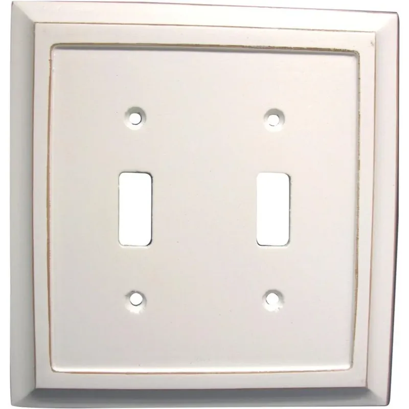 Amerelle Savannah White 2 Gang Wood Toggle Wall Plate 1 Pk