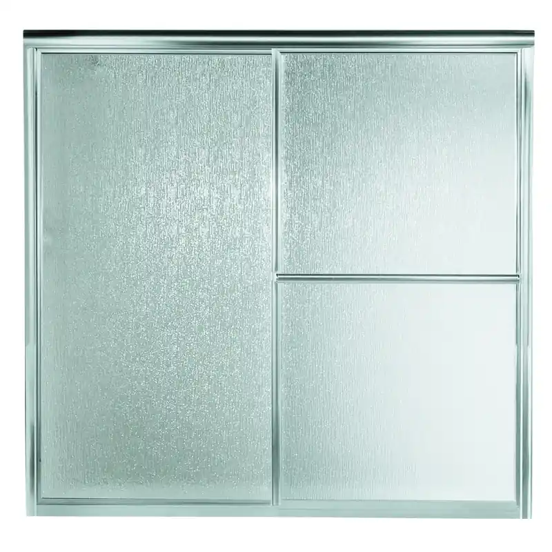 Bathtub & Shower Door, Bypass, Silver With Rain Glass, 59.375 In.