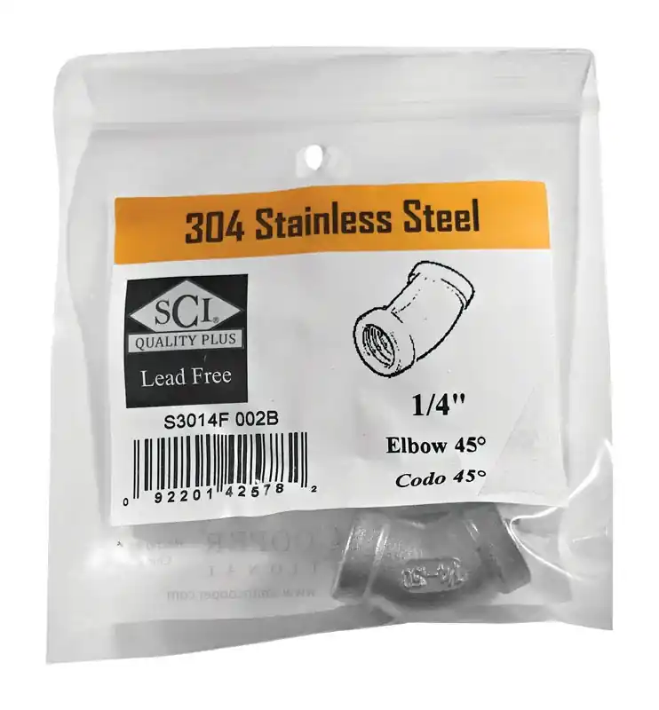1/4 In. Fpt X 1/4 In. Fpt Stainless Steel 45 Degree Elbow