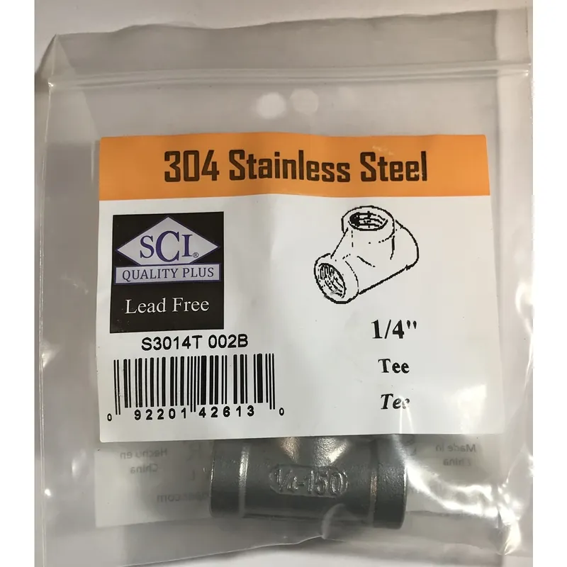 1/4 In. Fpt Stainless Steel Tee - Durable And Corrosion Resistant