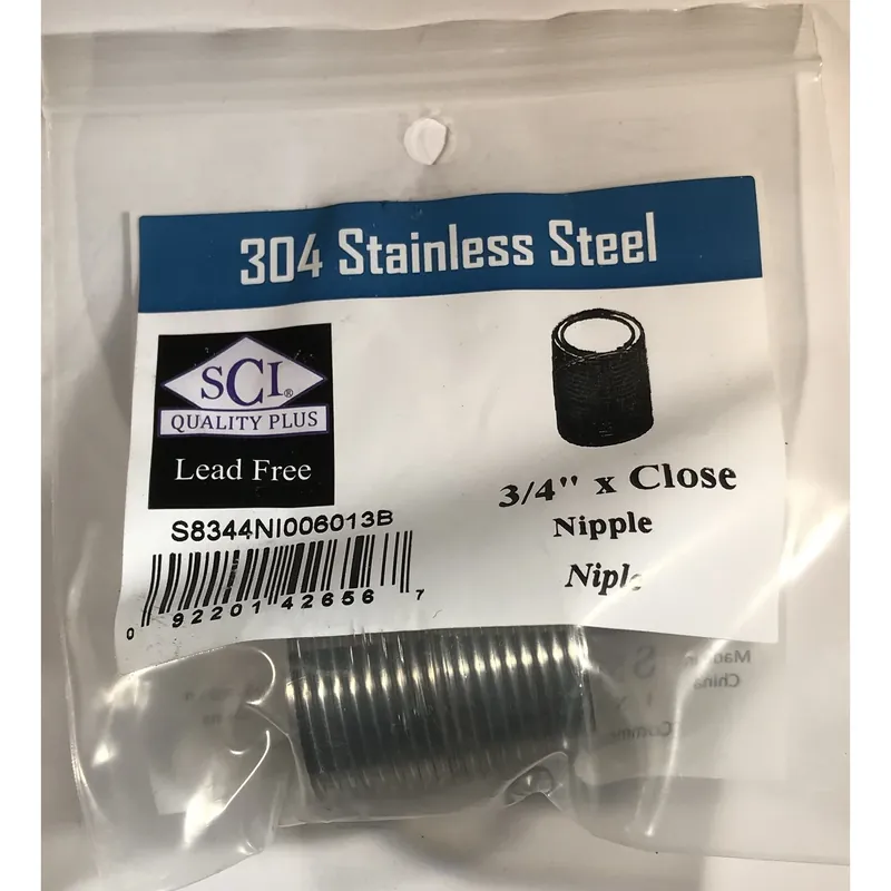 3/4 In. Mpt Stainless Steel Close Nipple - Lead-free, Durable, Versatile
