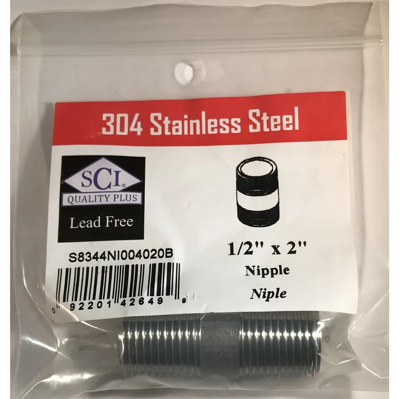 1/2 In. Mpt Stainless Steel 2 In. L Nipple - Lead-free