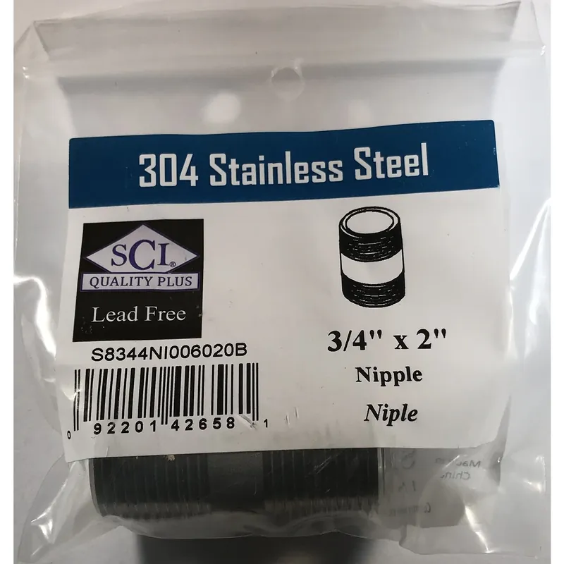 3/4 In. Mpt Stainless Steel 2 In. L Nipple For Plumbing Applications