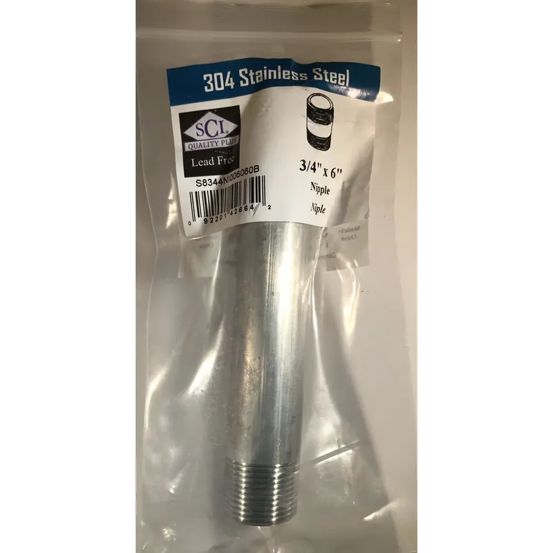 3/4 In. Mpt Stainless Steel 6 In. L Nipple - Lead-free