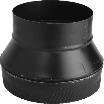 6x8-612 Adjustable Black Stove Pipe Increaser, 24 Gauge, Large End Crimped
