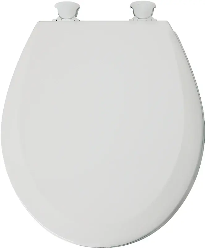 Round Molded Wood Toilet Seat, Easy-Clean & Change® Hinge, STA-TITE®, White