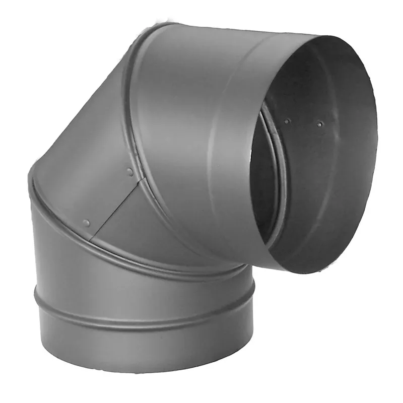 DuraBlack Stove Top Elbow, 90-Degree, Black Stainless Steel, 6-In.