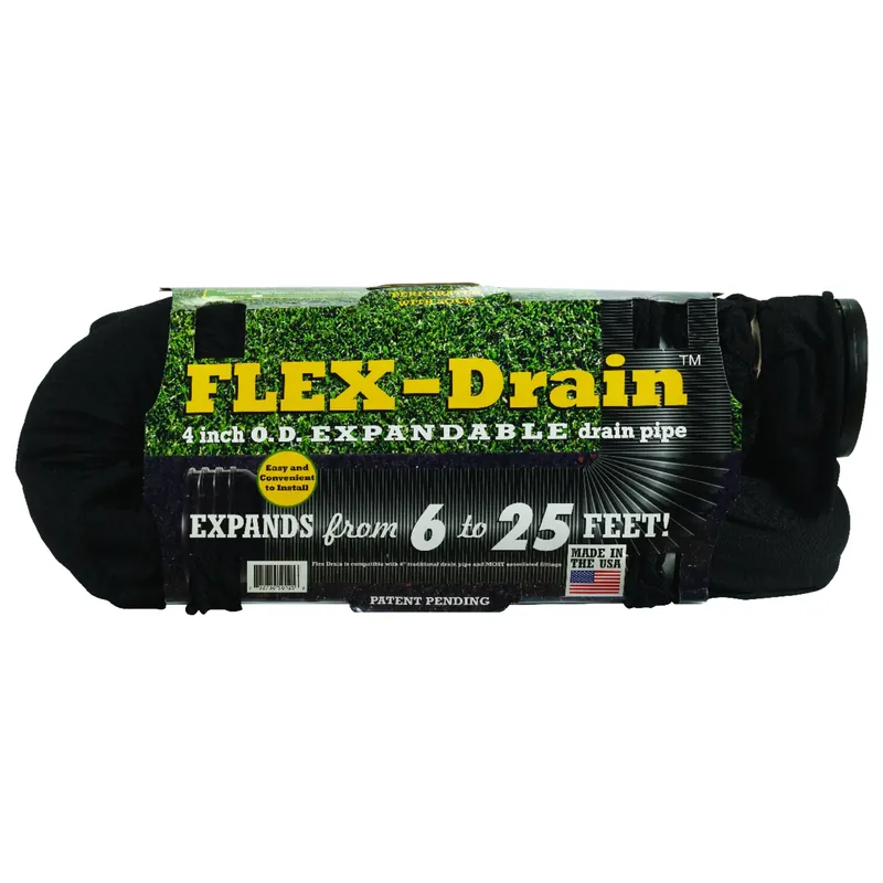Flex-drain 4 In. X 25 Ft. Expandable Perforated Drainage Pipe With Sock
