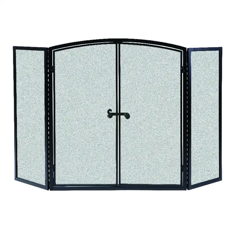 Black/gray Matte Metal Fireplace Screen 32 X 52 X 3 Inches