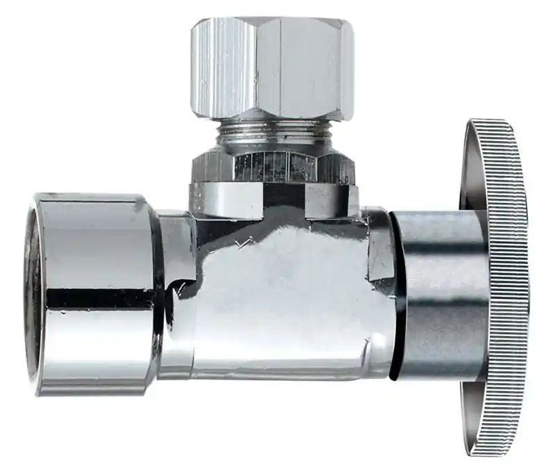 Fip Compression Brass Angle Stop Valve, Model 2048pclf, Chrome Plated