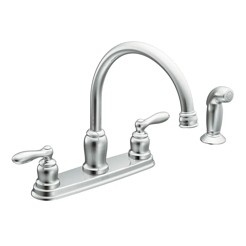 High-Arc Kitchen Faucet, Side Spray, 2 Handles, Chrome