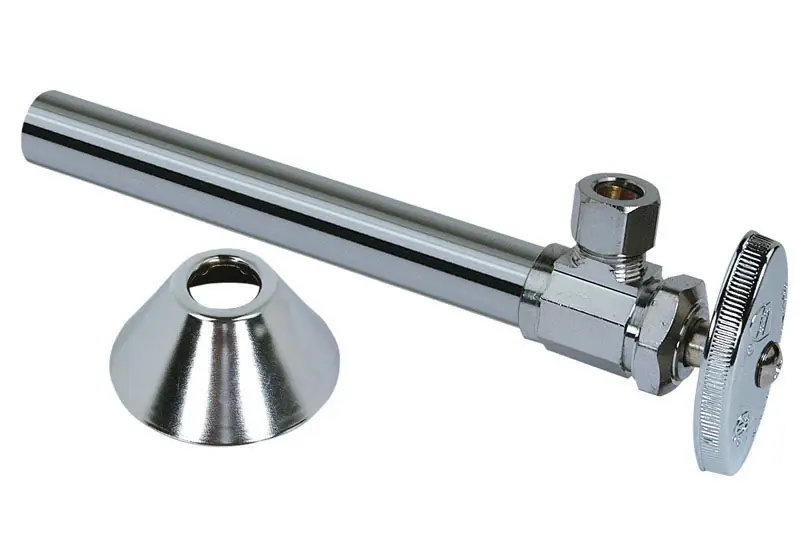 Chrome Angle Sweat Stop Valve, 5/8 X 3/8-In. With 5 Sweat Extension