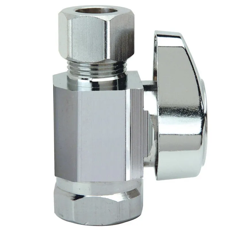 BrassCraft 3/8" Chrome-Plated Quarter-Turn Brass Shut-Off Valve With FIP Inlet & Compression Outlet