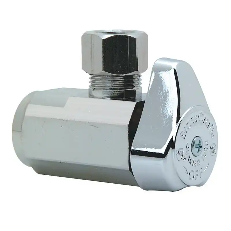 Chrome Angle Stop Valve, 3/8 In. X 3/8 In.
