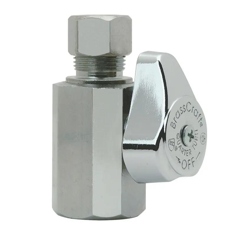 1/2 In. Fpt X 3/8 In. Mpt Brass Shut-off Valve - Chrome-plated