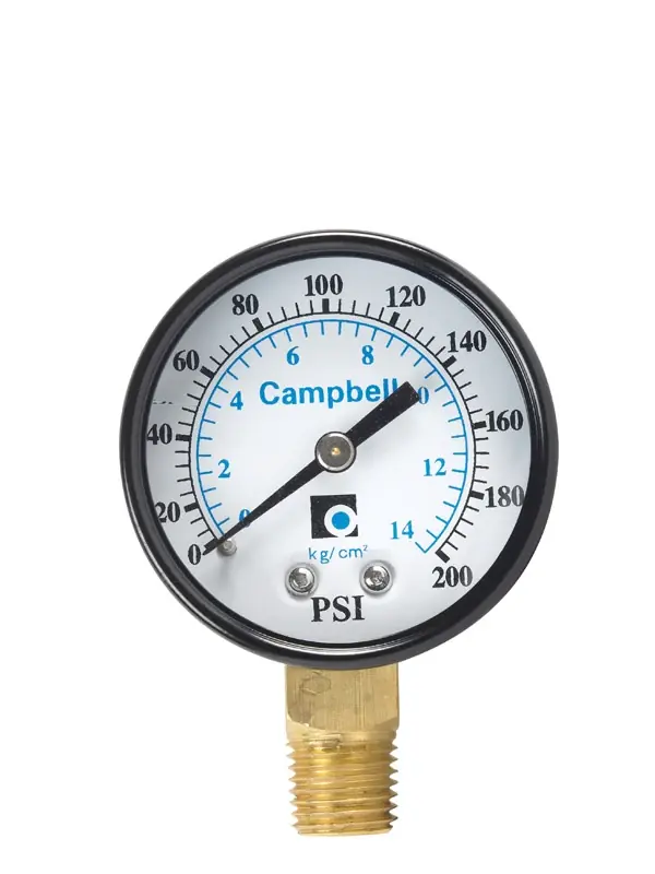 2 In. Brass Pressure Gauge 200 Psi Model Pg2t-nl