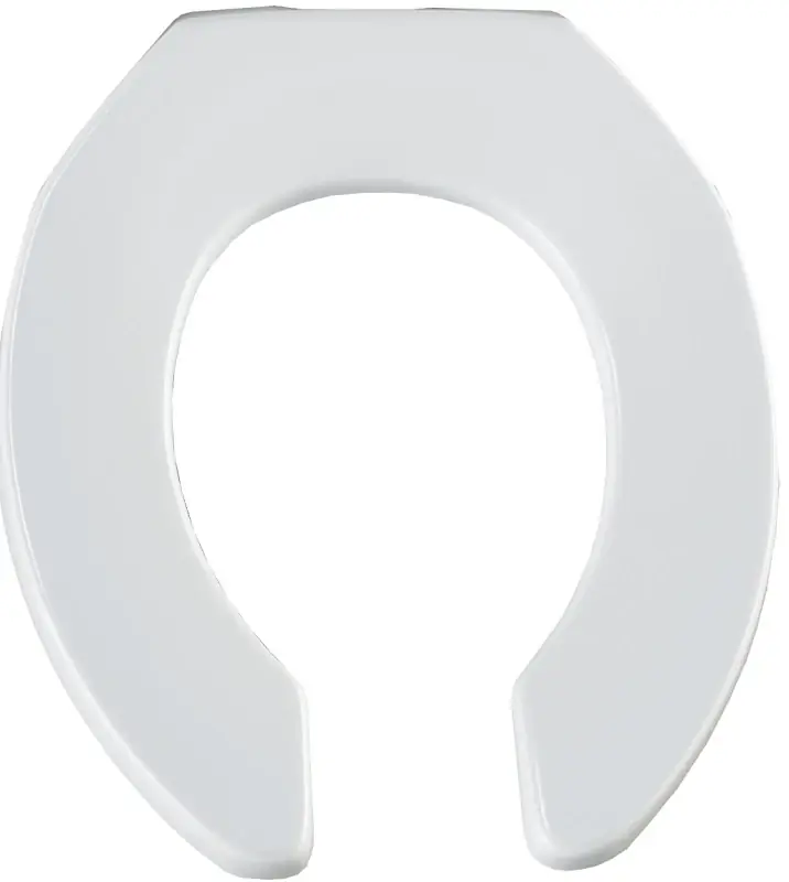 Round Commercial Plastic Toilet Seat, Open Front, STA-TITE® Hinge, White