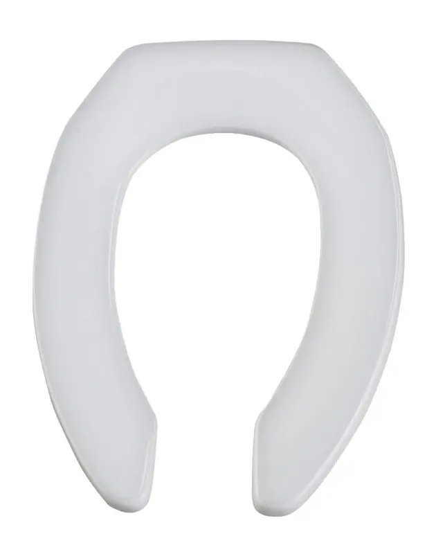 Elongated Commercial Plastic Open Front Toilet Seat, STA-TITE® Hinge, White