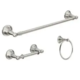 3-piece Sage Spot Resist Brushed Nickel Decorative Bathroom Hardware Set