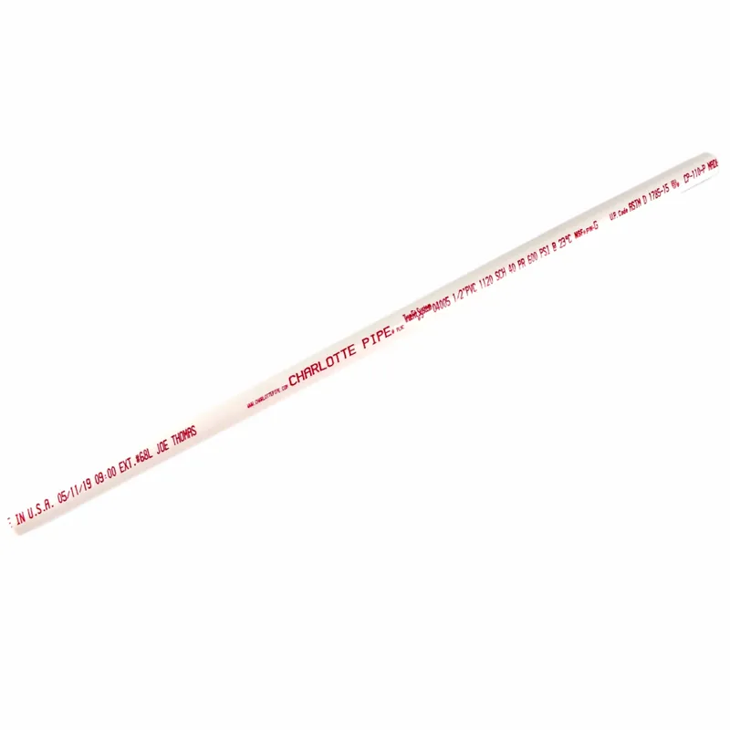 Schedule 40 PVC Pipe, 600 PSI, 1/2-In. X 2-Ft.
