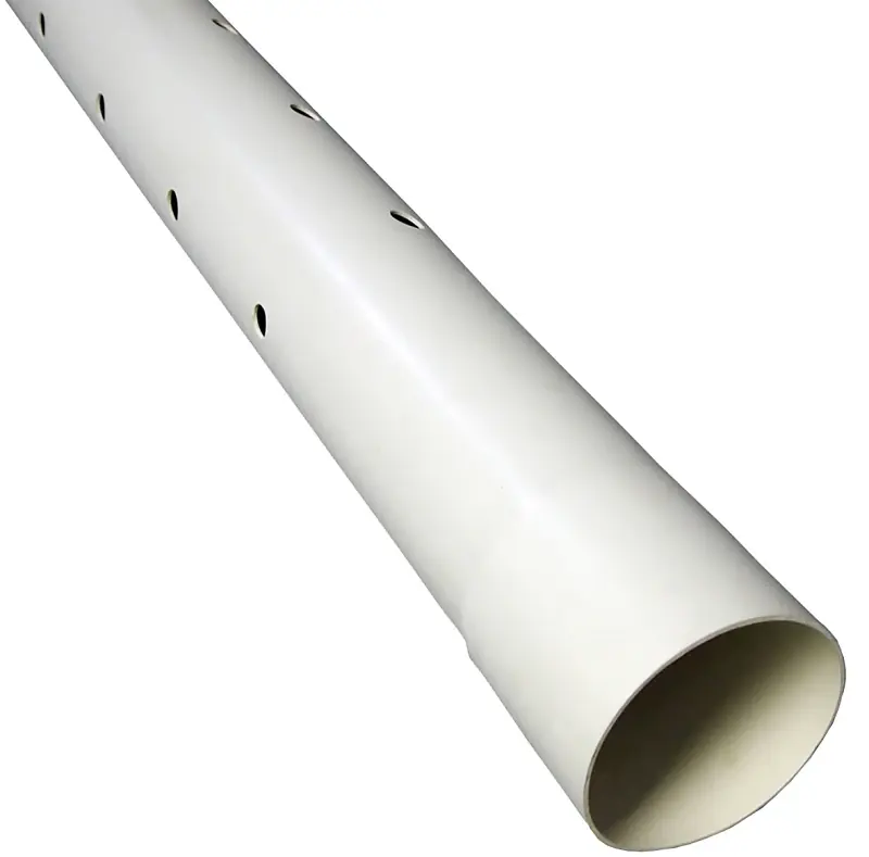 4 In. X 10 Ft. Perforated Pvc Drain And Sewer Pipe, Belled End