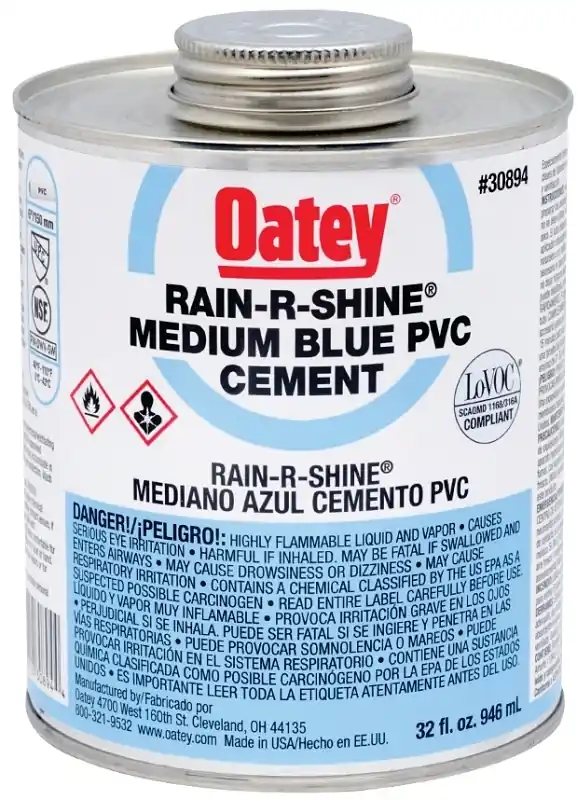 Rain-r-shine 32 Oz. Medium Bodied Blue Pvc Cement For Wet Conditions