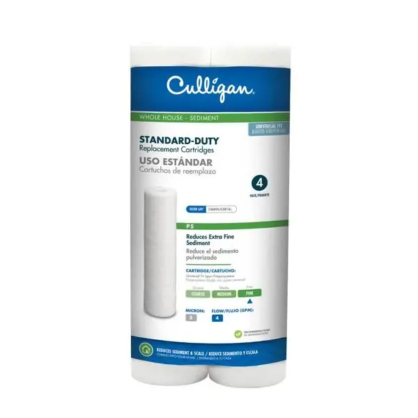 Culligan P5-4PK P5 Whole House Premium Water Filter, 8,000 Gallons, Value 4-Pack, White, 4 Pack