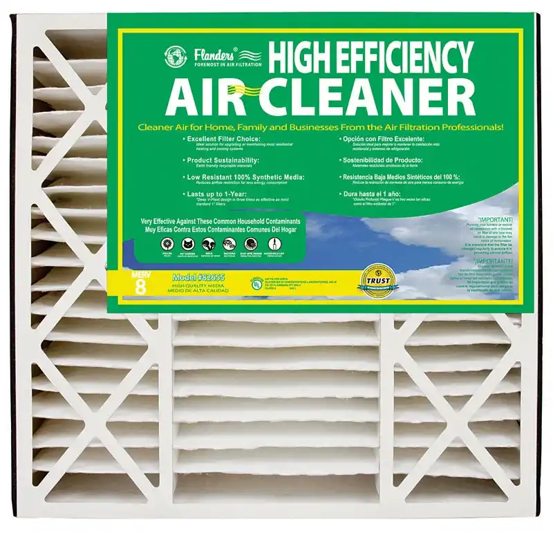 Flanders 16 In. W X 25 In. H X 3 In. Synthetic 8 MERV Pleated Air Filter 1 Pk