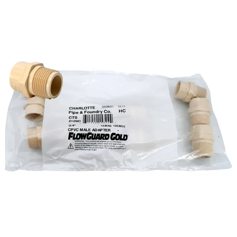 Charlotte Pipe FlowGuard 3/4 In. MPT X 3/4 In. D Slip CPVC Male Adapter 10 Pk