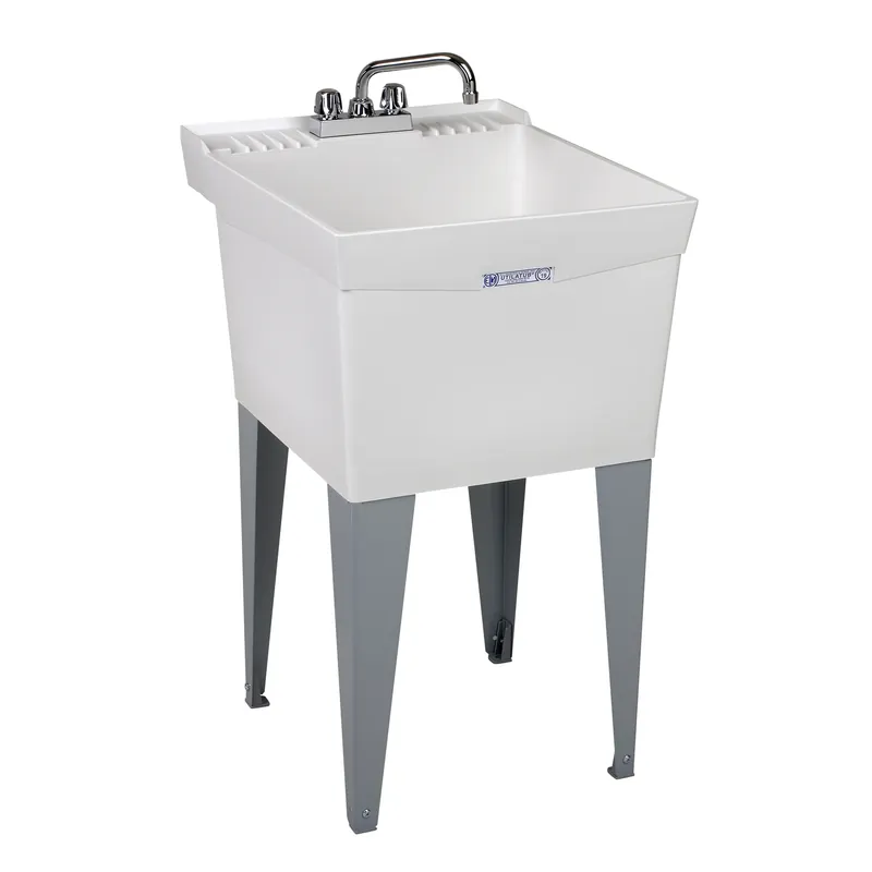 Laundry Tub Kit, White, With Faucet, 20 X 24 In.