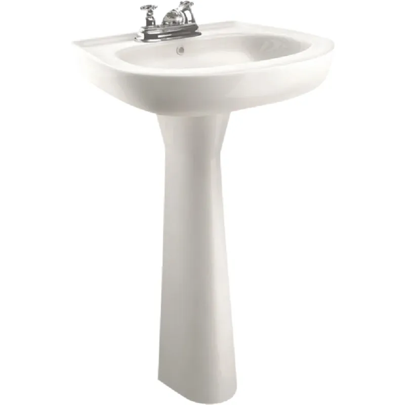 Jazmin White Vitreous China Pedestal Sink With 4 In. Faucet Centers