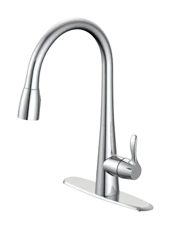 Vela One Handle Chrome Kitchen Faucet With Pull-down Sprayer