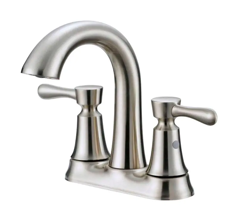Brushed Nickel Two-handle Bathroom Sink Faucet 4 In. High Arc