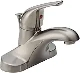 Foundations Stainless Steel Single Handle 4-in Centerset Bathroom Sink Faucet With Drain