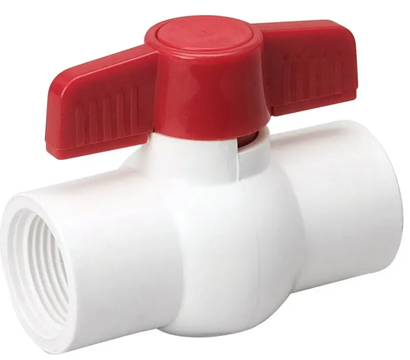 Threaded Ball Valve, White PVC, 2 In.