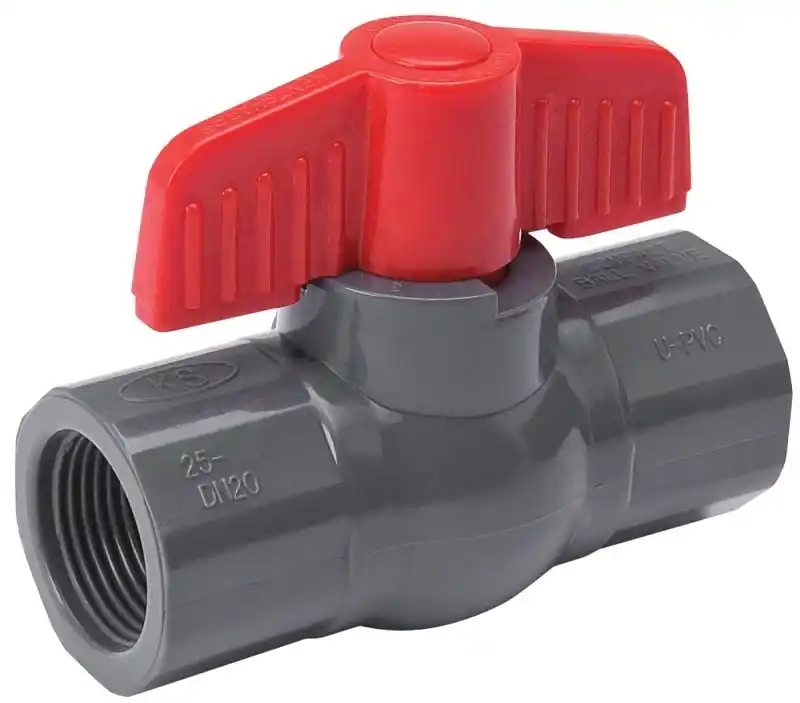 Threaded Ball Valve, Gray PVC, 1/2 In.