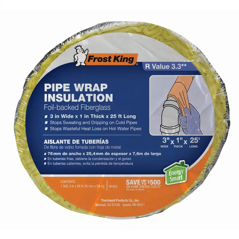 Pipe-Wrap Insulation Kit, Fiberglass , 1 X 3 In. X 25 Ft.