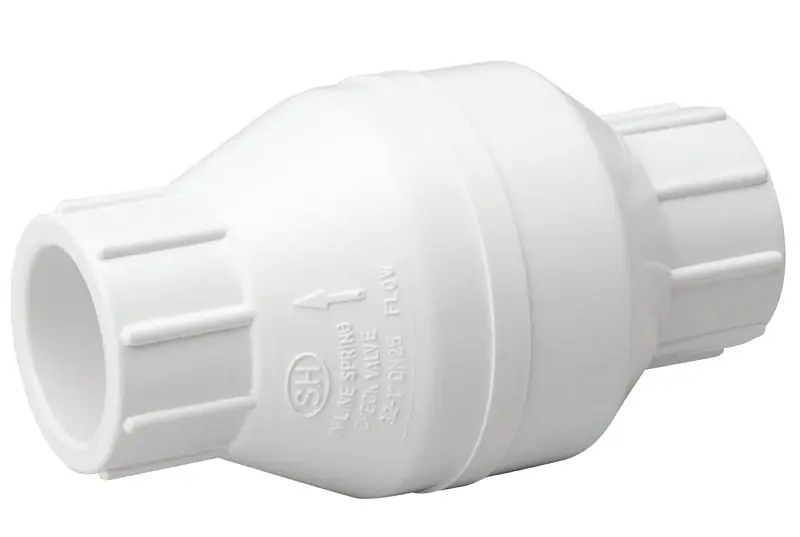 PVC Check Valve, Solvent Weld, White, Schedule 40, 2 In.