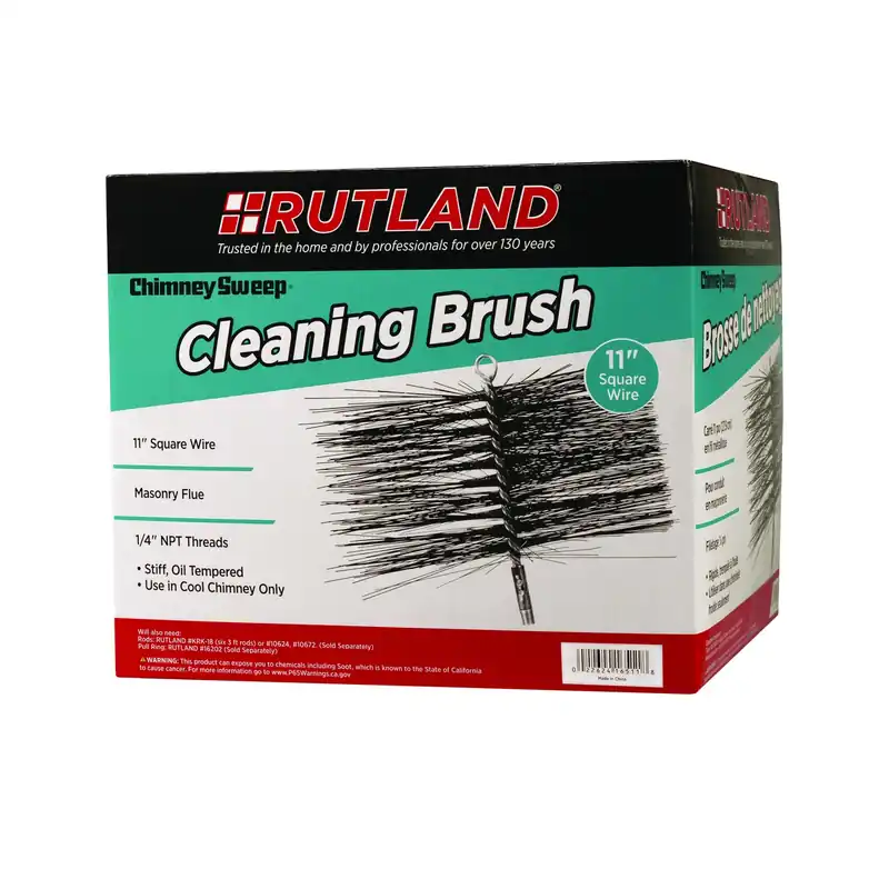 11 In. Square Oil Tempered Chimney Brush With 1/4 In. Npt Connector