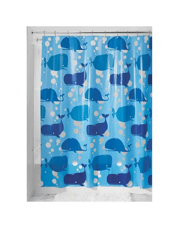 IDesign 72 In. H X 72 In. W Blue Moby Shower Curtain Polyethylene
