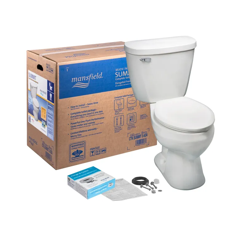 Summit Smartheight White Elongated Bowl 1.28 Gpf Complete Toilet Kit