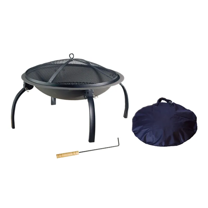 29.5 In. W Portable Steel Round Wood Fire Pit With Carry Bag