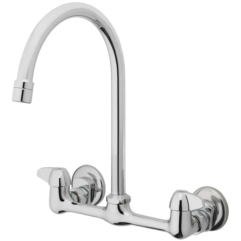 Wall-Mount Kitchen Faucet, High-Arc, Chrome-Plated