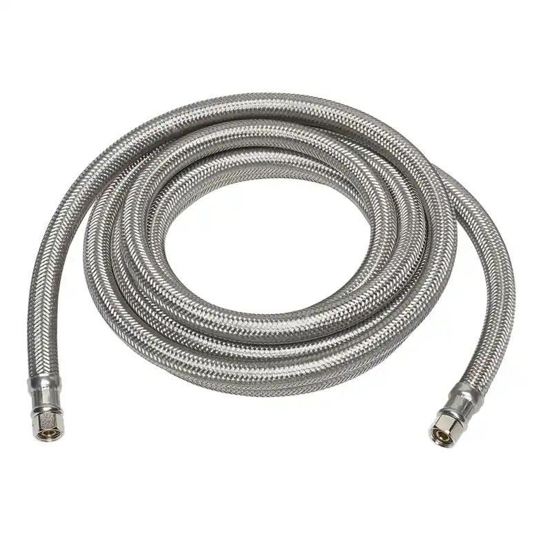 Stainless-Steel Ice Maker Connector, 1/4 X 1/4 X 120 In.