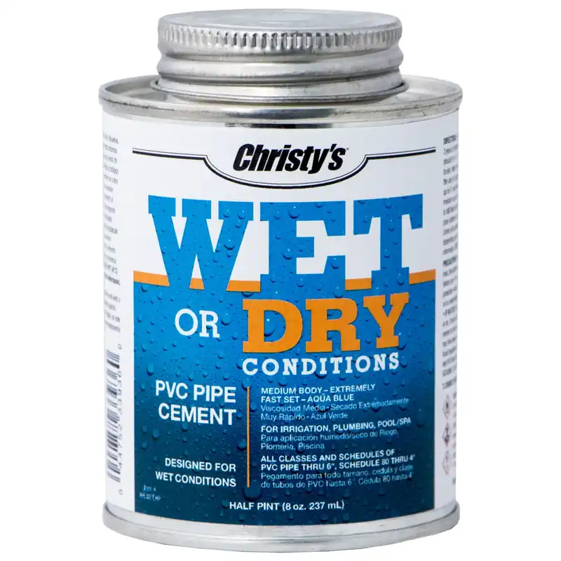 Wet Or Dry Blue Cement For Pvc 8 Oz - Pro-grade, Fast Set, No Primer Needed