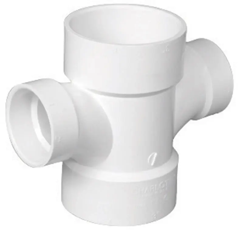Charlotte Pipe Schedule 40 4 In. Hub X 4 In. D Hub PVC Sanitary Tee 1 Pk
