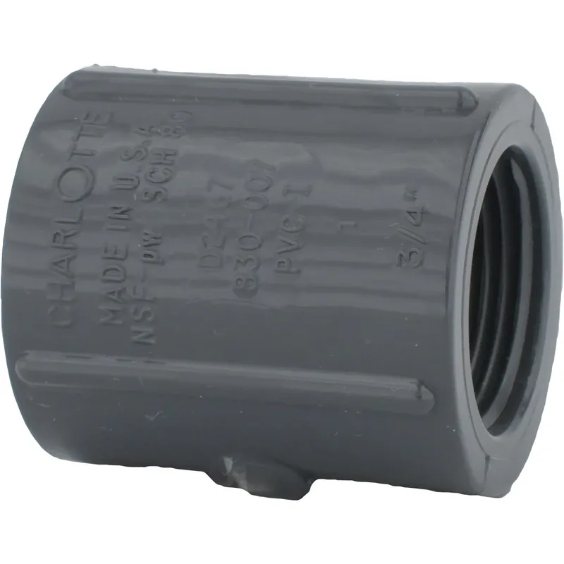 Charlotte Pipe Schedule 80 3/4 In. FPT X 3/4 In. D FPT PVC Coupling 1 Pk