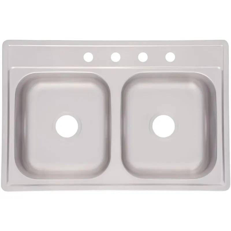 Essential 33-in X 22-in Satin Double-basin Stainless Steel Drop-in Kitchen Sink