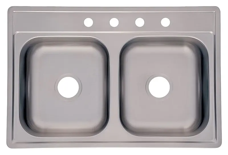 Stainless Steel Top Mount 33 In. W X 22 In. L Double Bowl Kitchen Sink